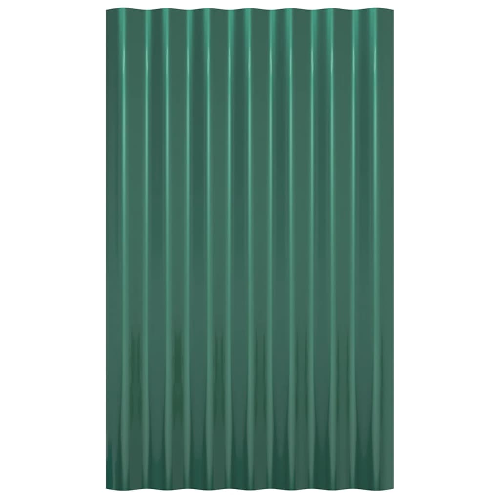 Roof Panels 12 pcs Powder-coated Steel Green 60x36 cm