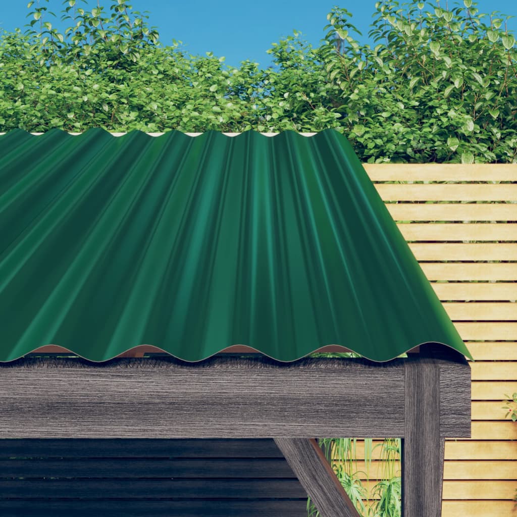 Roof Panels 12 pcs Powder-coated Steel Green 60x36 cm