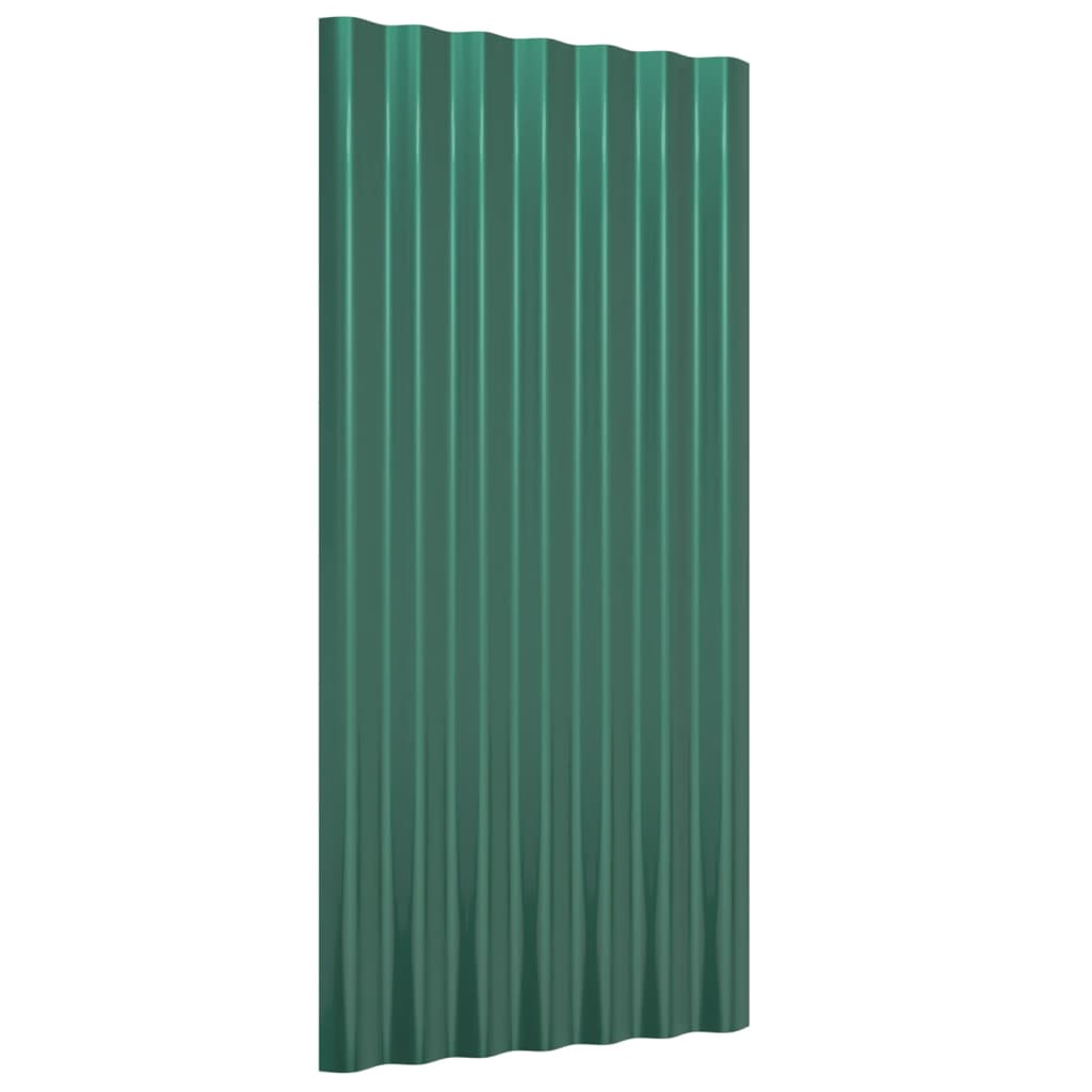 Roof Panels 12 pcs Powder-coated Steel Green 80x36 cm