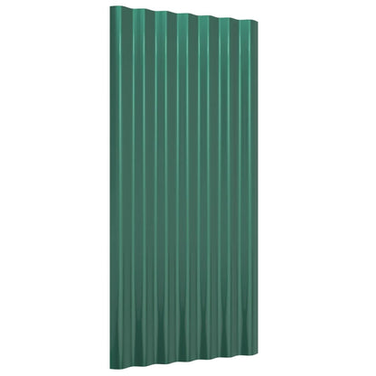 Roof Panels 12 pcs Powder-coated Steel Green 80x36 cm