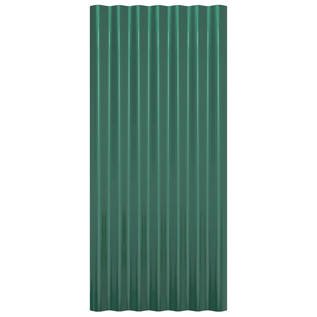 Roof Panels 12 pcs Powder-coated Steel Green 80x36 cm