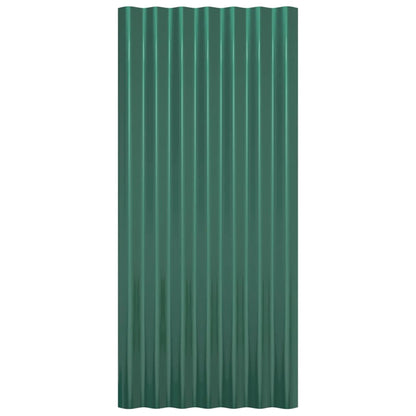 Roof Panels 12 pcs Powder-coated Steel Green 80x36 cm