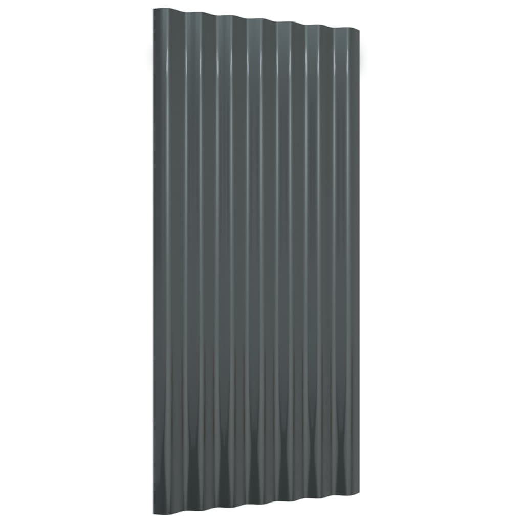 Roof Panels 12 pcs Powder-coated Steel Anthracite 80x36 cm