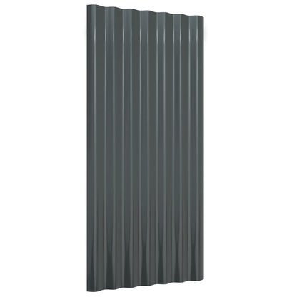 Roof Panels 12 pcs Powder-coated Steel Anthracite 80x36 cm