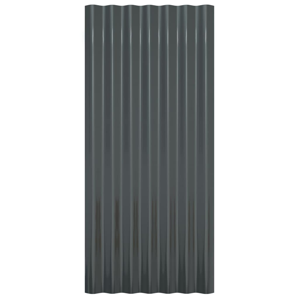 Roof Panels 12 pcs Powder-coated Steel Anthracite 80x36 cm