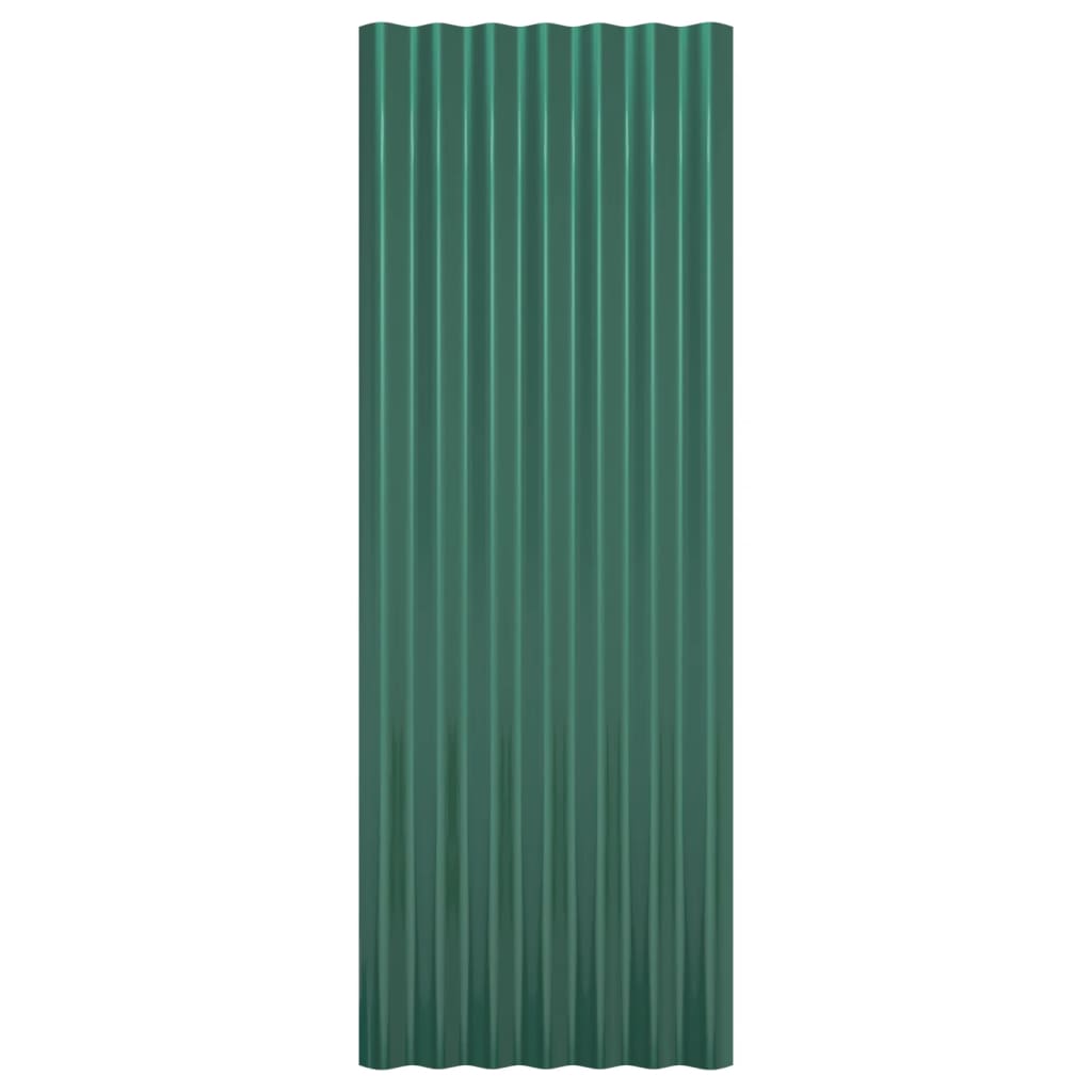 Roof Panels 12 pcs Powder-coated Steel Green 100x36 cm