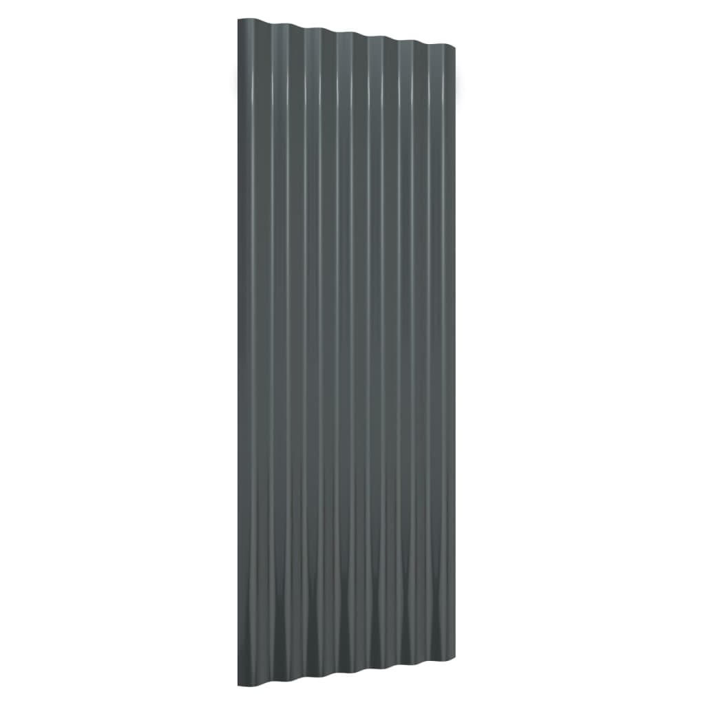 Roof Panels 12 pcs Powder-coated Steel Anthracite 100x36 cm