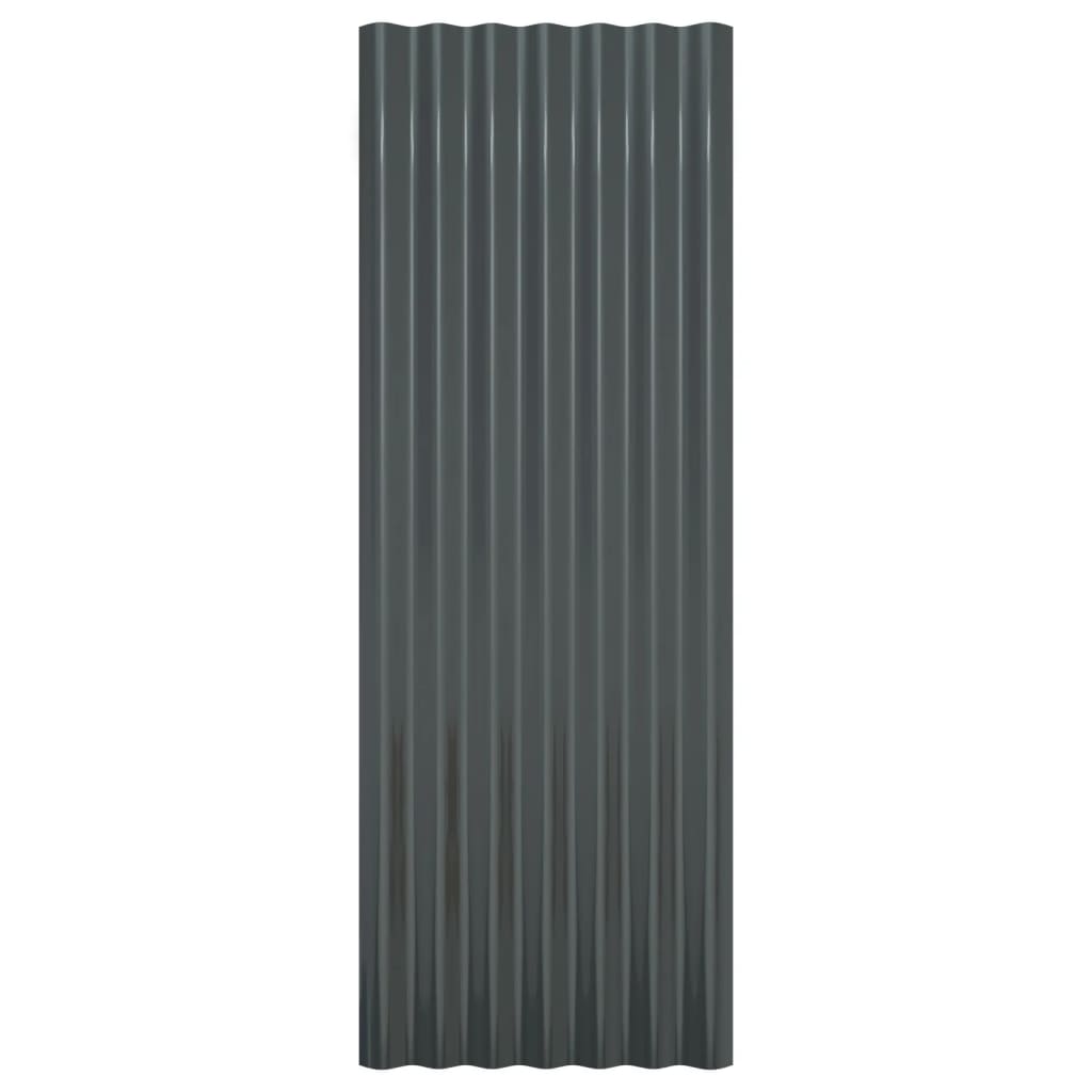 Roof Panels 12 pcs Powder-coated Steel Anthracite 100x36 cm