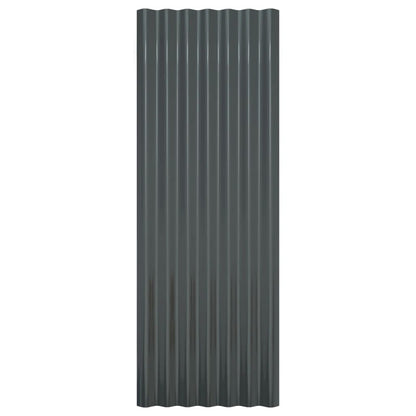 Roof Panels 12 pcs Powder-coated Steel Anthracite 100x36 cm