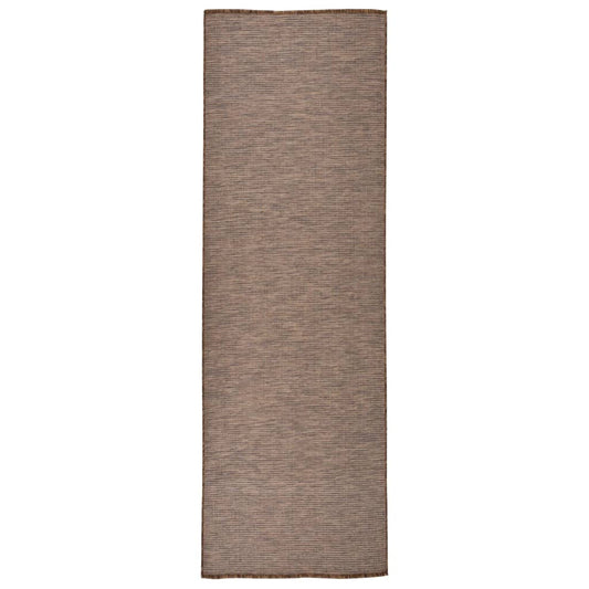 Outdoor Flatweave Rug 80x250 cm Brown