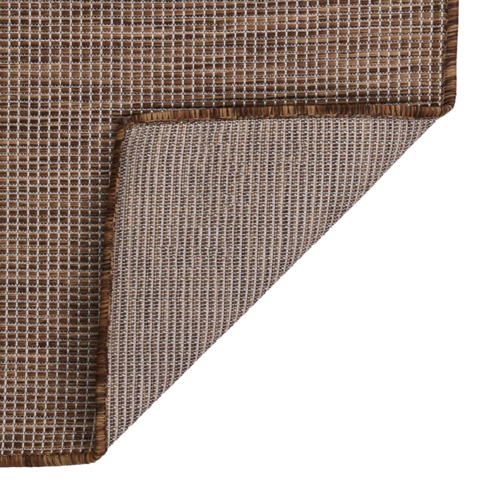 Outdoor Flatweave Rug 100x200 cm Brown