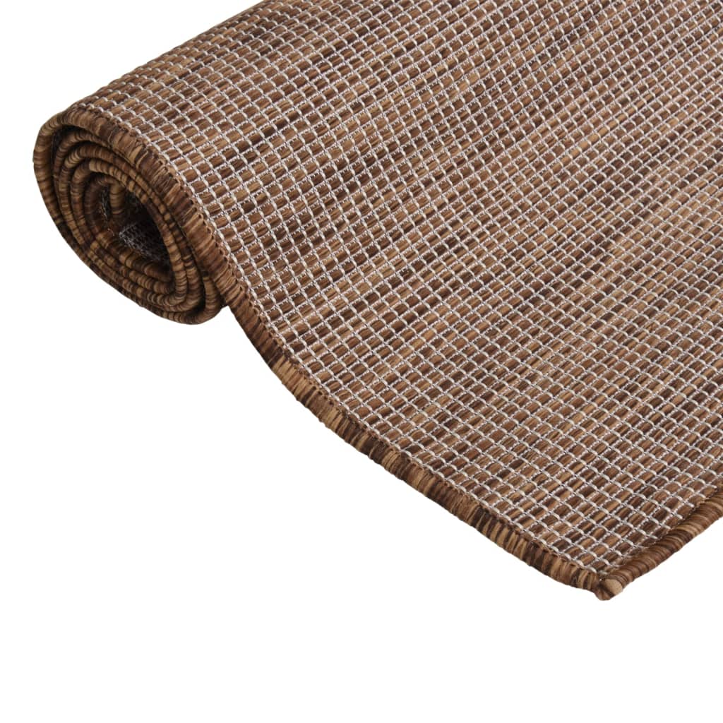 Outdoor Flatweave Rug 100x200 cm Brown