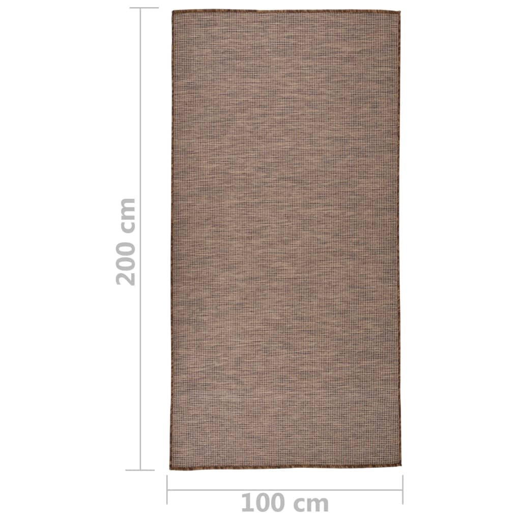 Outdoor Flatweave Rug 100x200 cm Brown