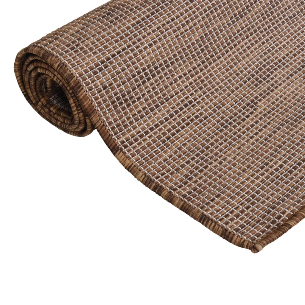 Outdoor Flatweave Rug 140x200 cm Brown