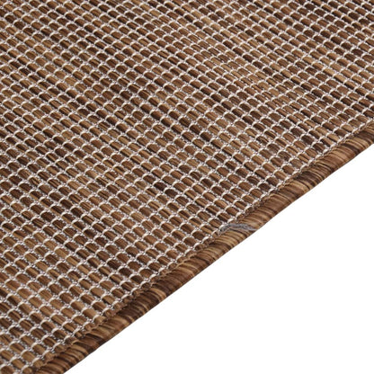 Outdoor Flatweave Rug 140x200 cm Brown