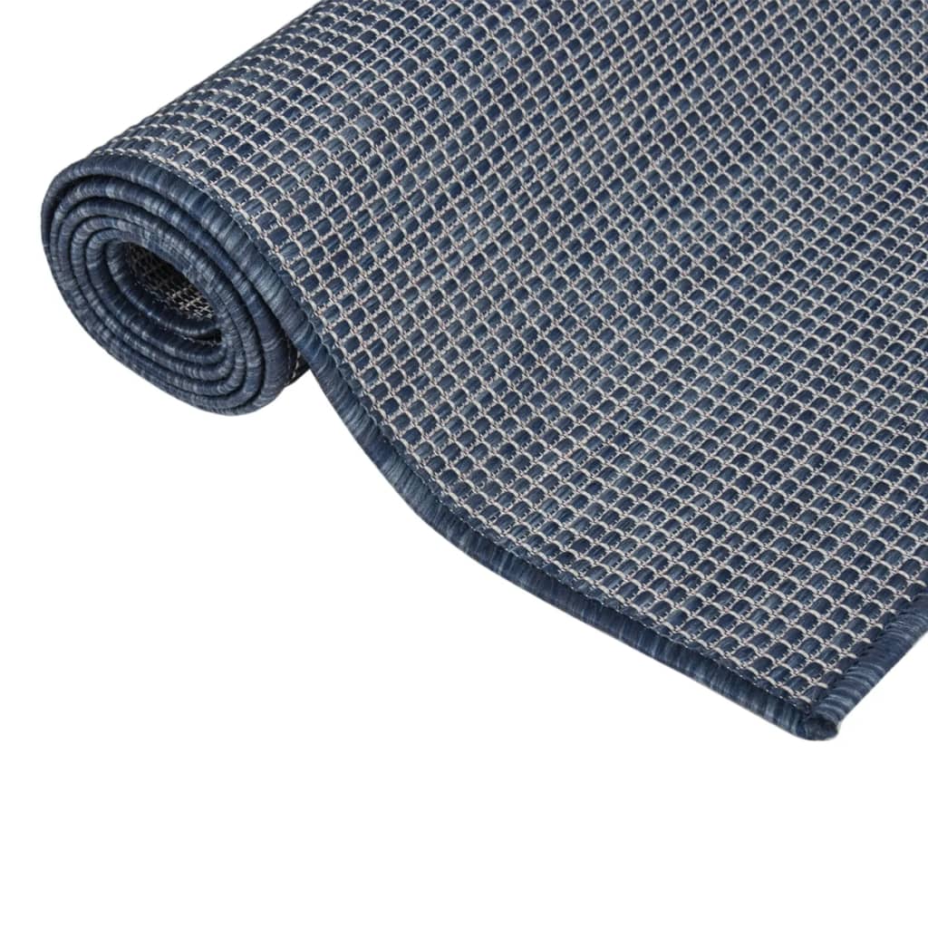 Outdoor Flatweave Rug 140x200 cm Blue