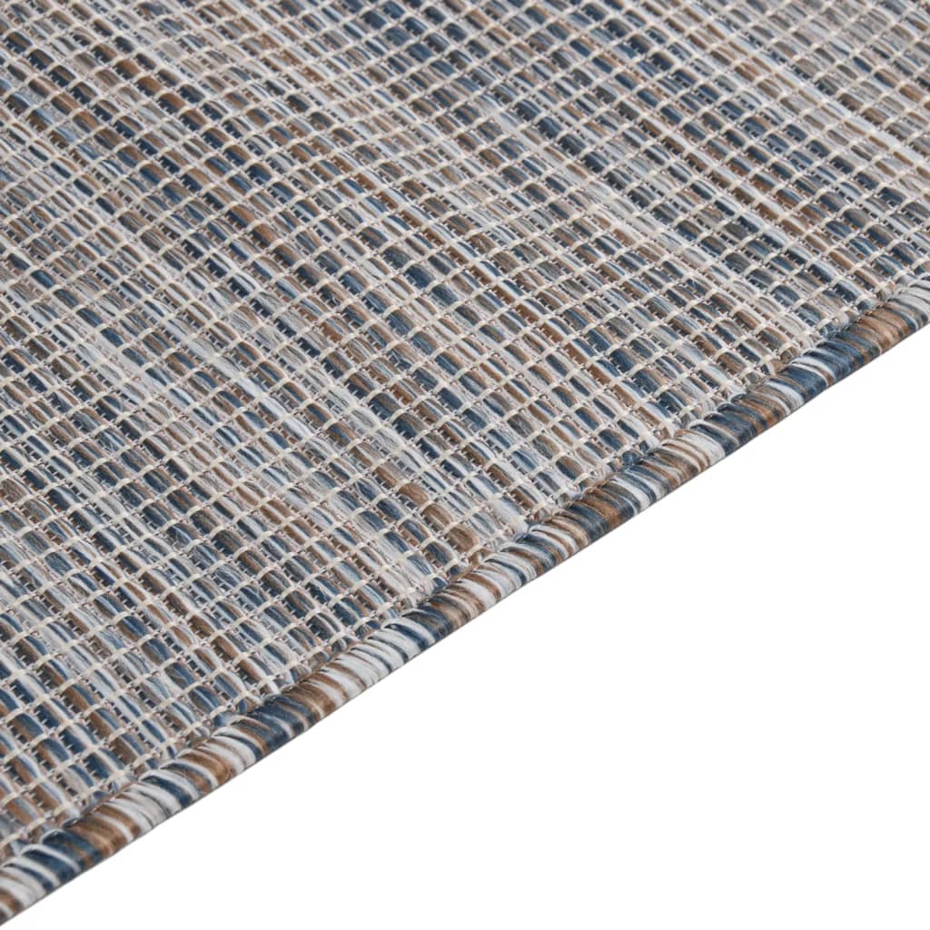 Outdoor Flatweave Rug 80x250 cm Brown and Blue