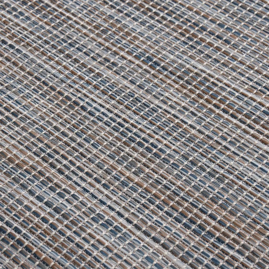 Outdoor Flatweave Rug 80x250 cm Brown and Blue