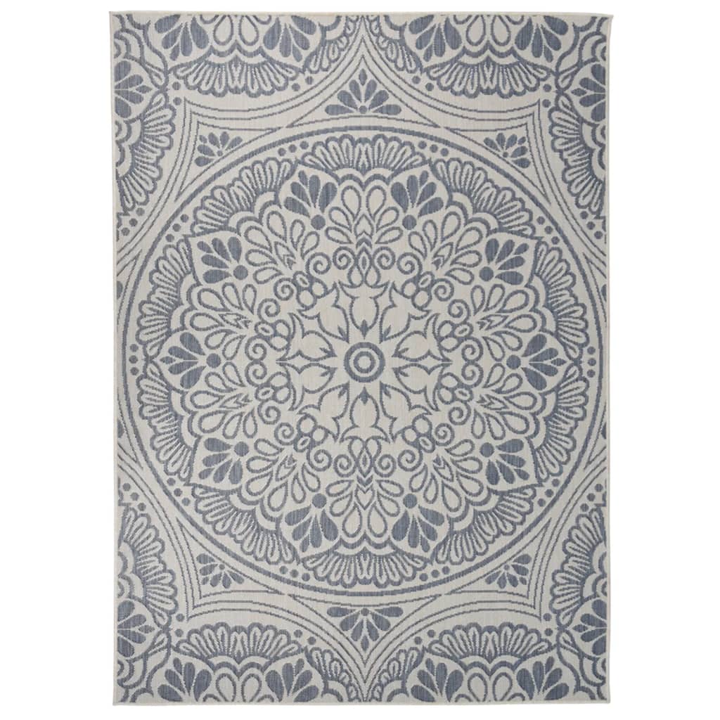 Outdoor Flatweave Rug 200x280 cm Blue Pattern