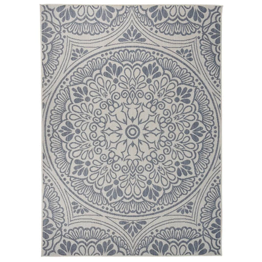 Outdoor Flatweave Rug 200x280 cm Blue Pattern