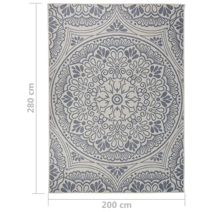 Outdoor Flatweave Rug 200x280 cm Blue Pattern