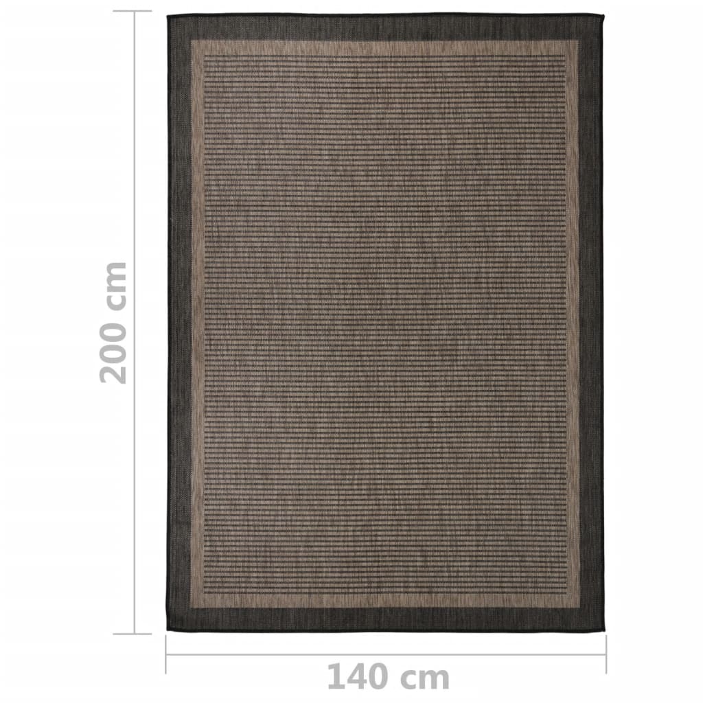 Outdoor Flatweave Rug 140x200 cm Dark Brown