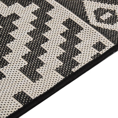 Outdoor Flatweave Rug 80x250 cm Black Stripes