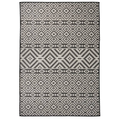 Outdoor Flatweave Rug 140x200 cm Black Stripes