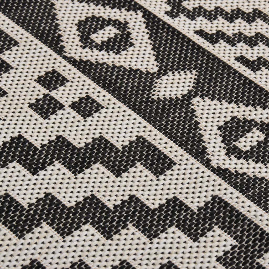 Outdoor Flatweave Rug 140x200 cm Black Stripes