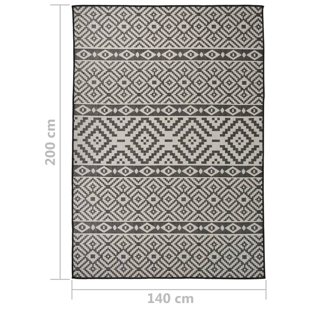 Outdoor Flatweave Rug 140x200 cm Black Stripes