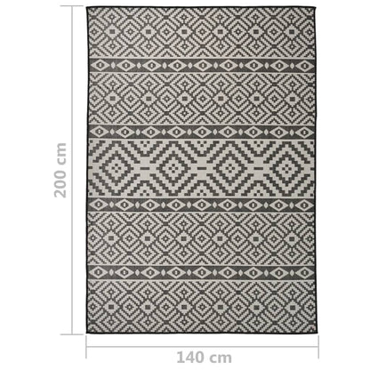 Outdoor Flatweave Rug 140x200 cm Black Stripes