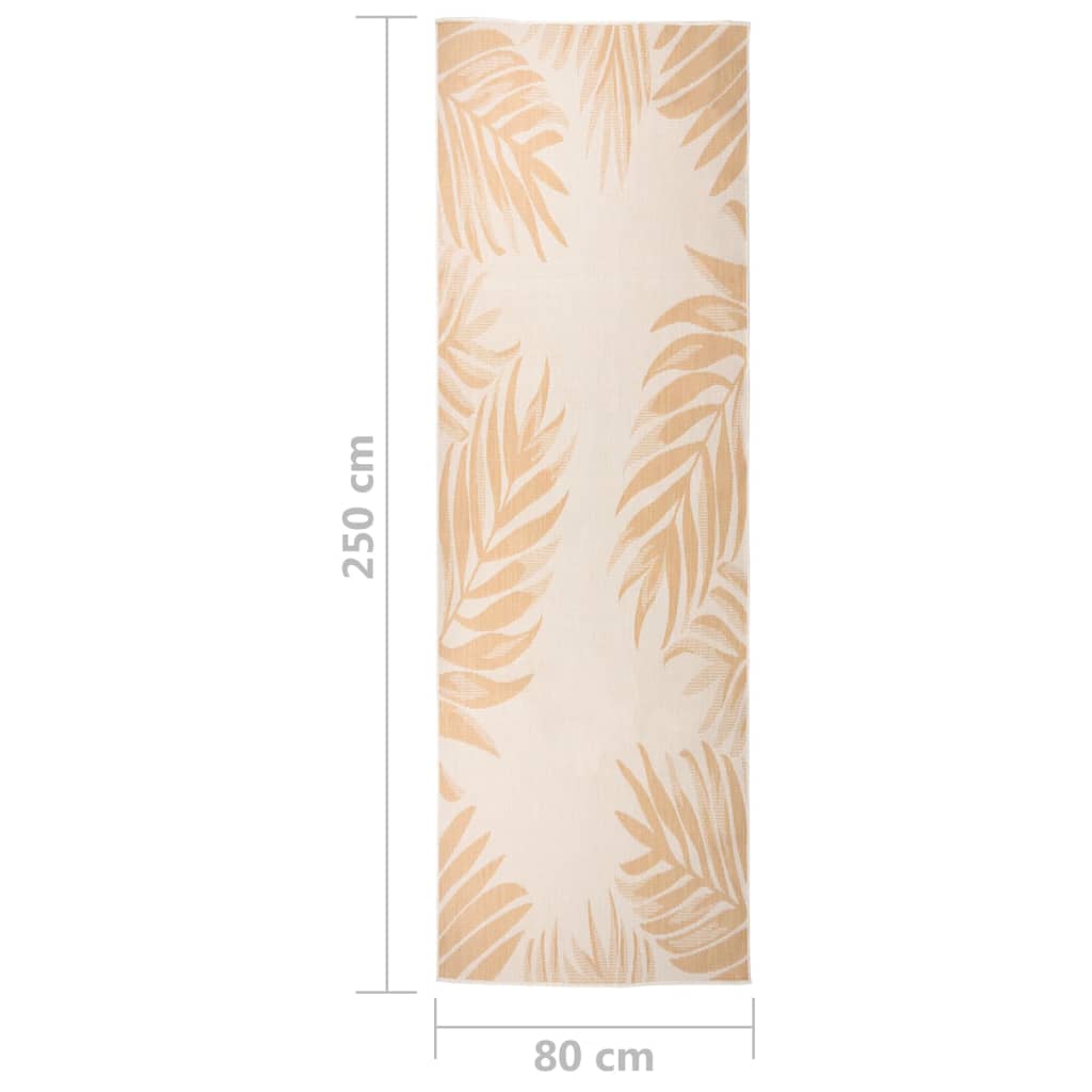 Outdoor Flatweave Rug 80x250 cm Leaf Pattern