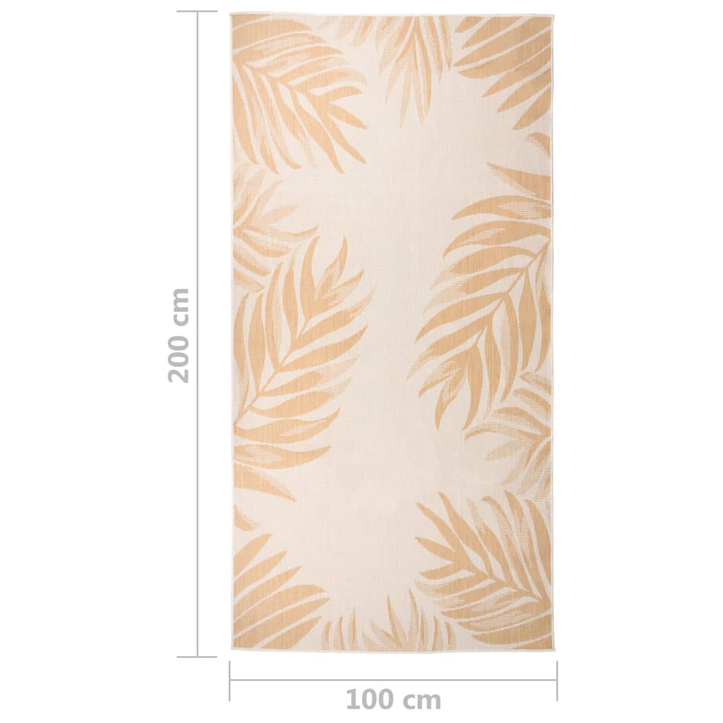 Outdoor Flatweave Rug 100x200 cm Leaf Pattern