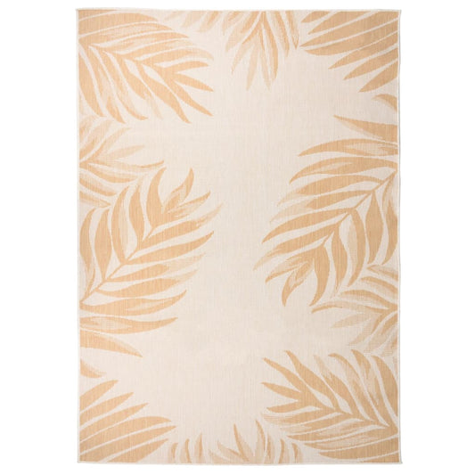 Outdoor Flatweave Rug 140x200 cm Leaf Pattern