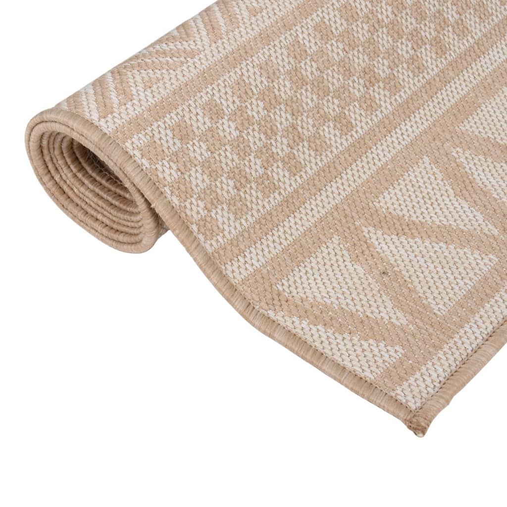 Outdoor Flatweave Rug 80x150 cm Brown Stripes