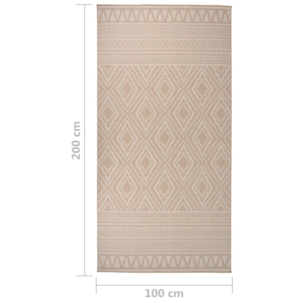 Outdoor Flatweave Rug 100x200 cm Brown Stripes