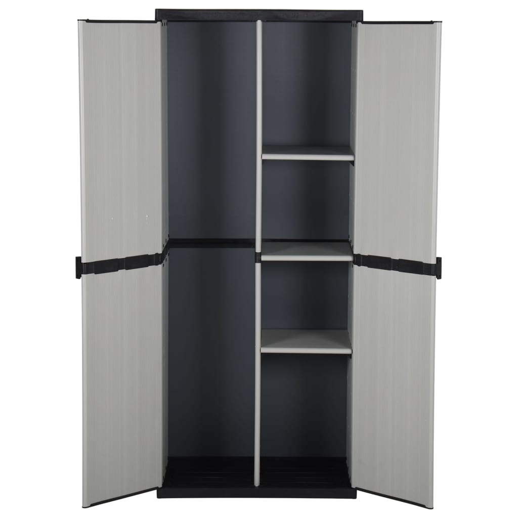 Garden Storage Cabinet with 3 Shelves Grey&Black 68x40x168 cm