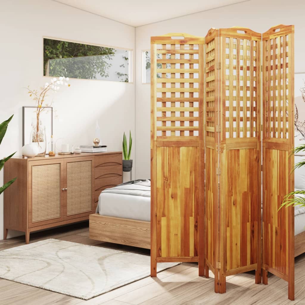 4-Panel Room Divider 162x2x180 cm Solid Wood Acacia