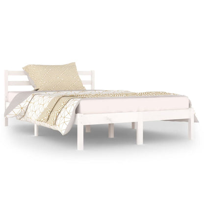 Bed Frame without Mattress Solid Wood Pine 120x200 cm White