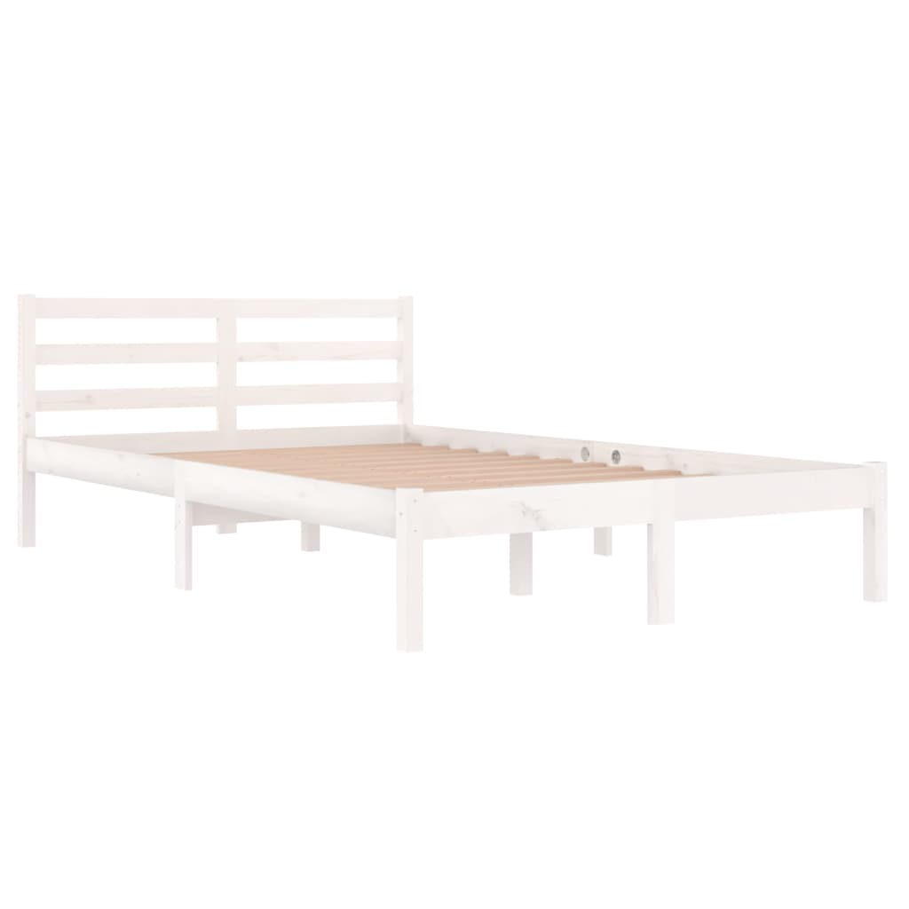 Bed Frame without Mattress Solid Wood Pine 120x200 cm White