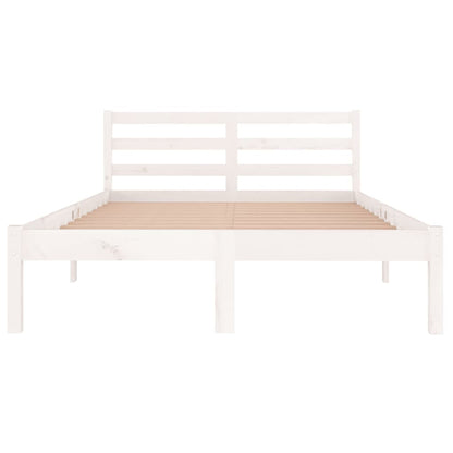 Bed Frame without Mattress Solid Wood Pine 120x200 cm White