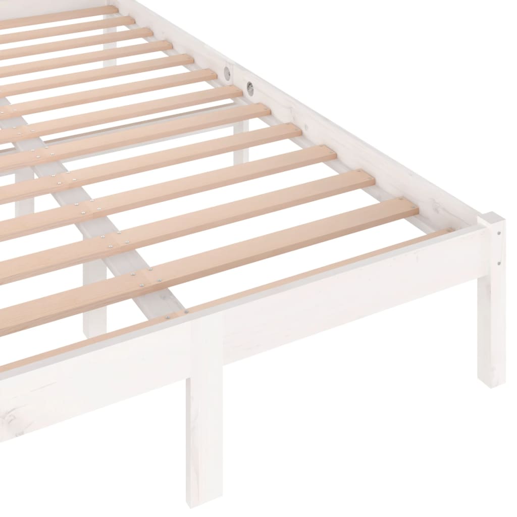 Bed Frame without Mattress Solid Wood Pine 120x200 cm White