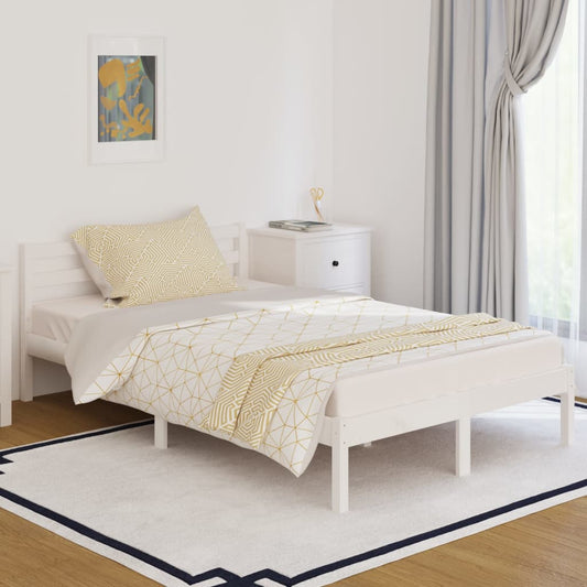 Bed Frame without Mattress Solid Wood Pine 120x200 cm White