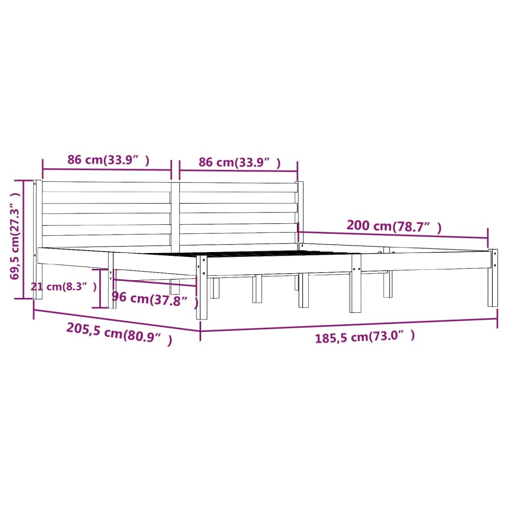 Bed Frame without Mattress 180x200cm White Super King Size