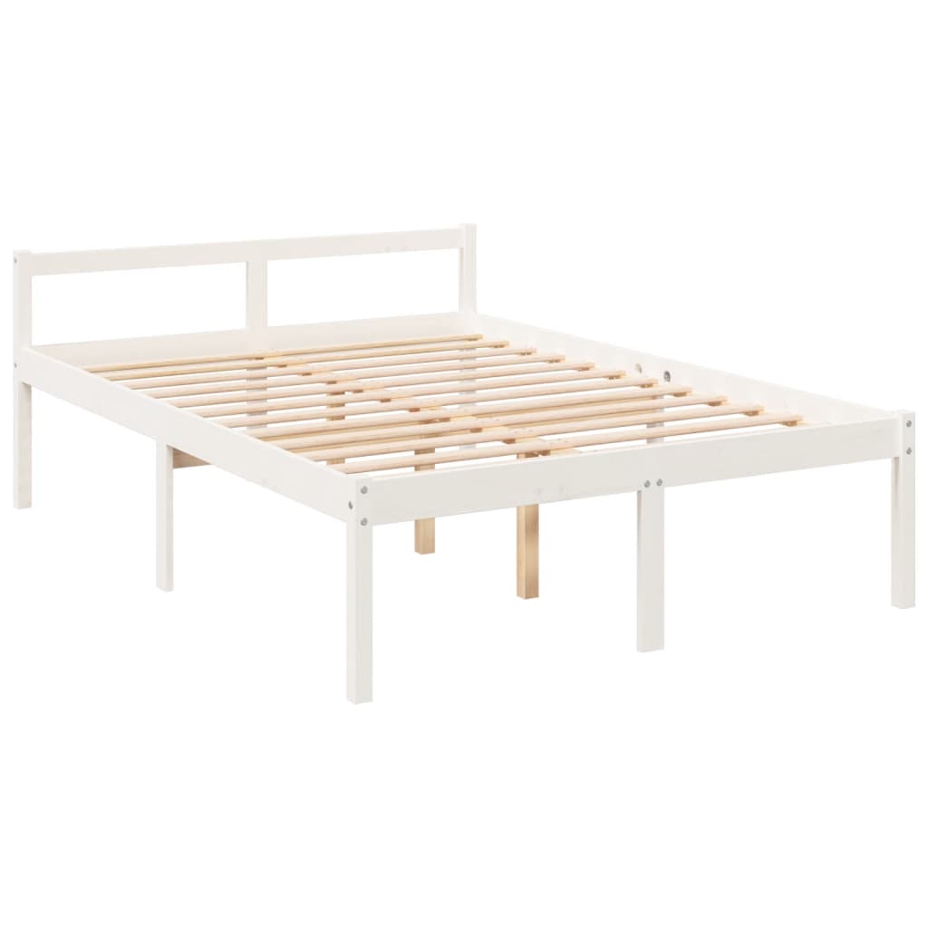 Bed Frame White 120x190 cm Small Double Solid Wood Pine