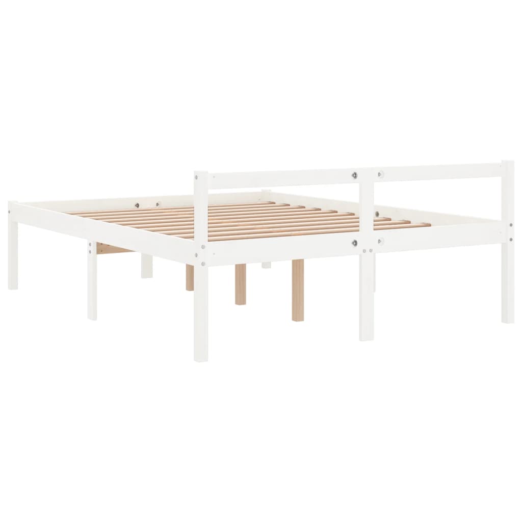 Bed Frame White 120x190 cm Small Double Solid Wood Pine