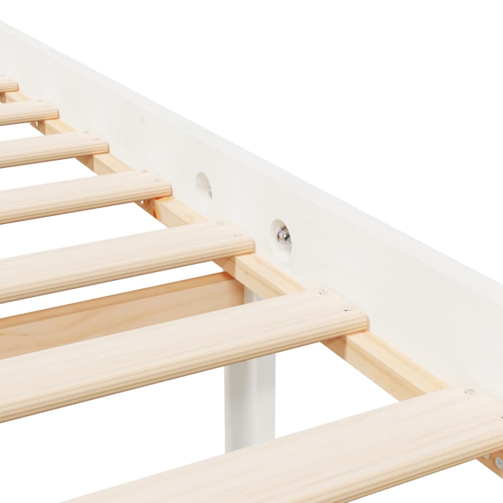 Bed Frame White 120x190 cm Small Double Solid Wood Pine