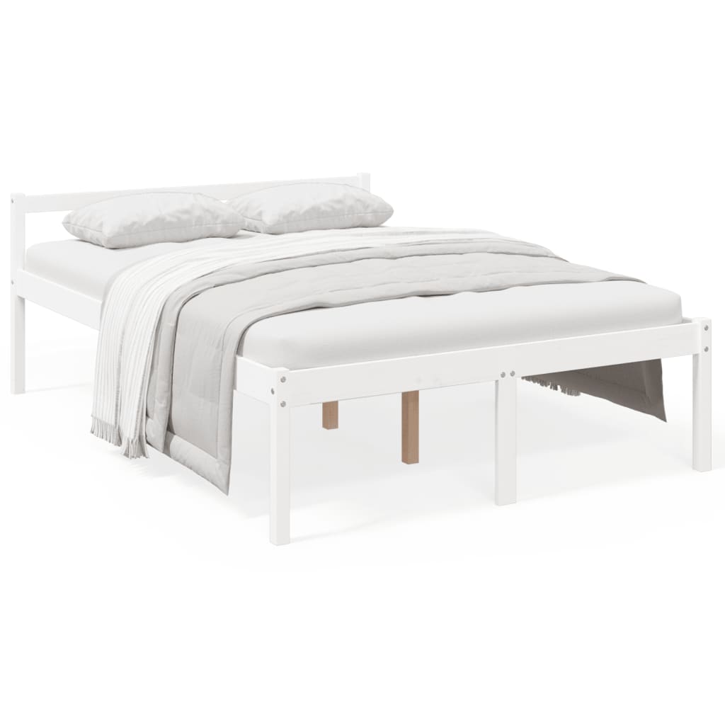 Bed Frame White 140x190 cm Solid Wood Pine