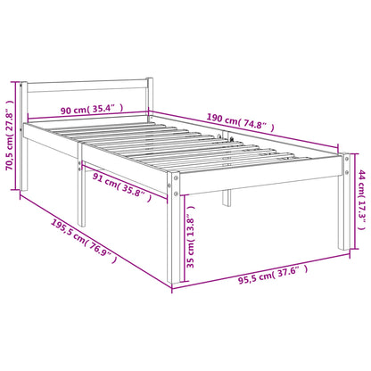 Senior Bed without Mattress 100x200 cm Solid Wood Pine