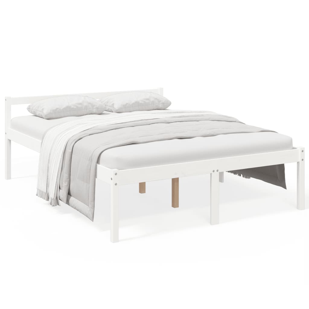 Bed Frame White 150x200 cm King Size Solid Wood Pine